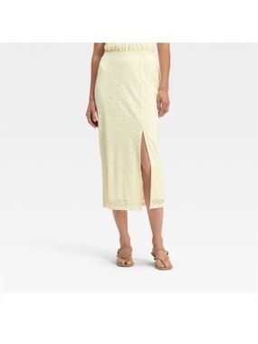 Women’s Cream Lace Column A-Line Midi Lined Skirt a new day